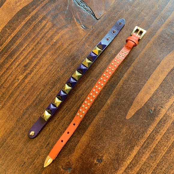 2 Linea Pelle leather studded bracelets - Picture 2 of 5